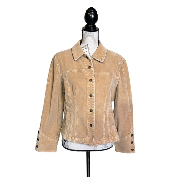 Ami Womens Tan Corduroy Button-Front Trucker Jacket - Picture 2 of 7